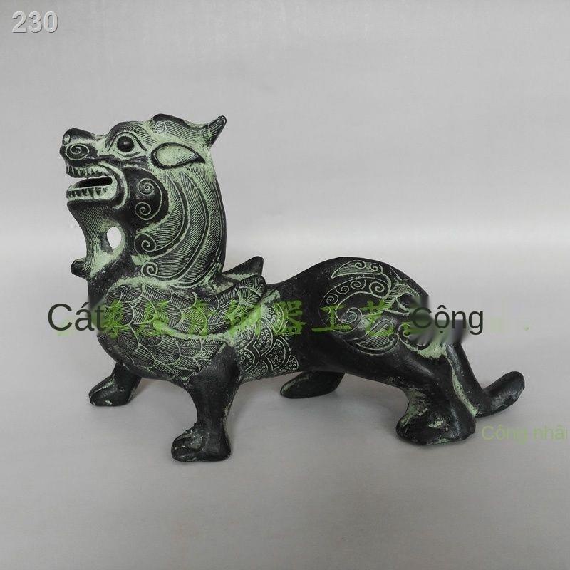 Nhà máy bán trực tiếp đồ đồng cổ nhỏ con thú bayy mắn trang trí phòng khách hàng thủ công trưng bày tín