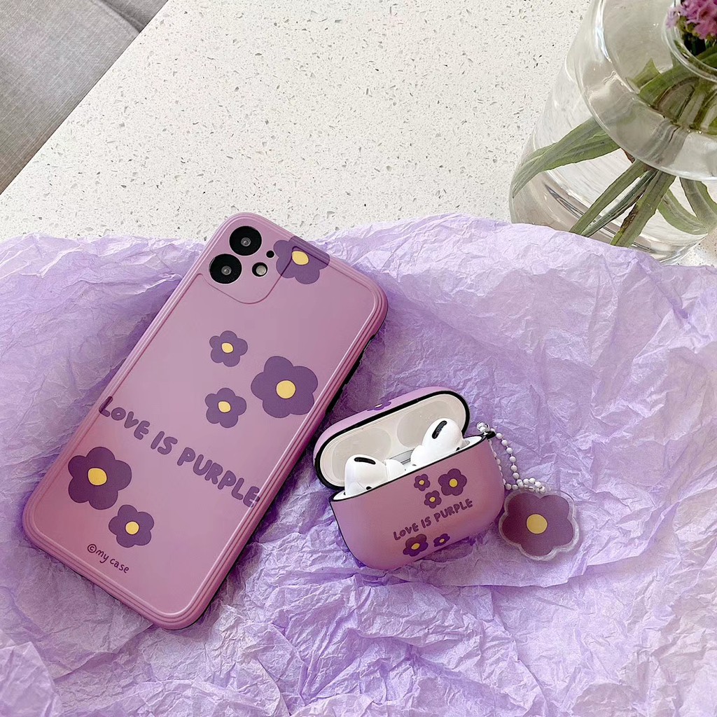 Soft Plastic Airpods 1/2/Pro - Beautiful Purple Flower Case suitable for Apple Airpods 1/2/Pro #HG392