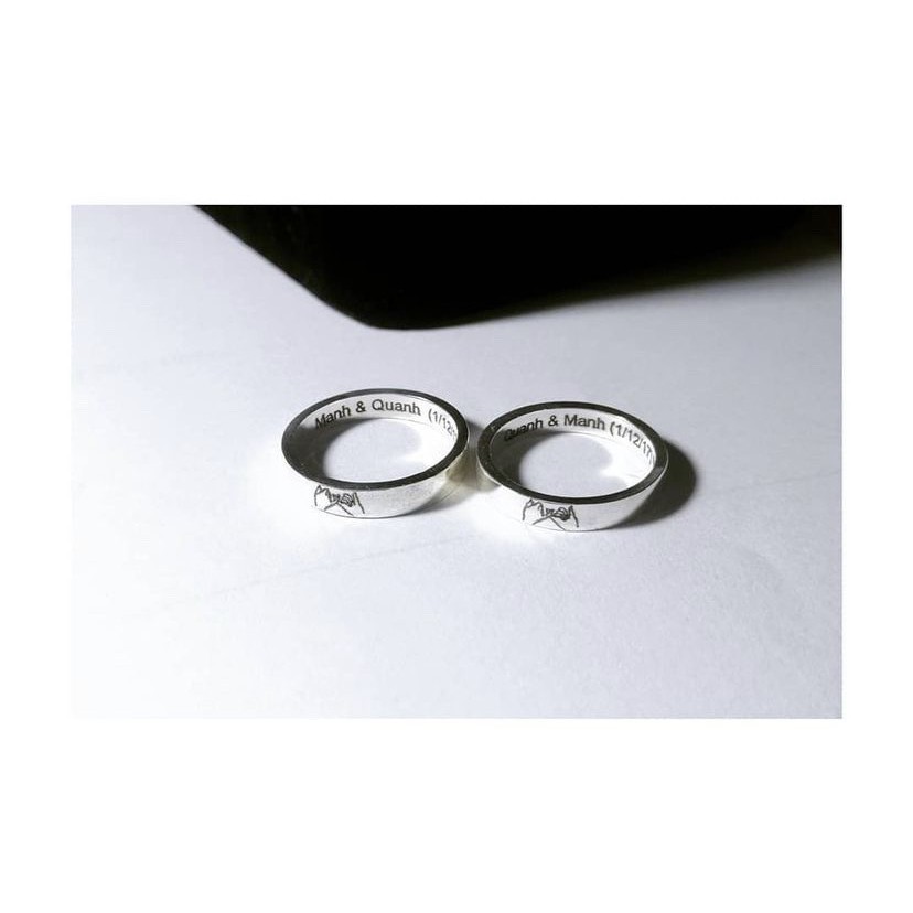 Nhẫn bạc bản trơn dày khắc laser, nhẫn đeo đôi, đeo nhóm - TleeSilver (MIỄN PHÍ KHẮC CHỮ)