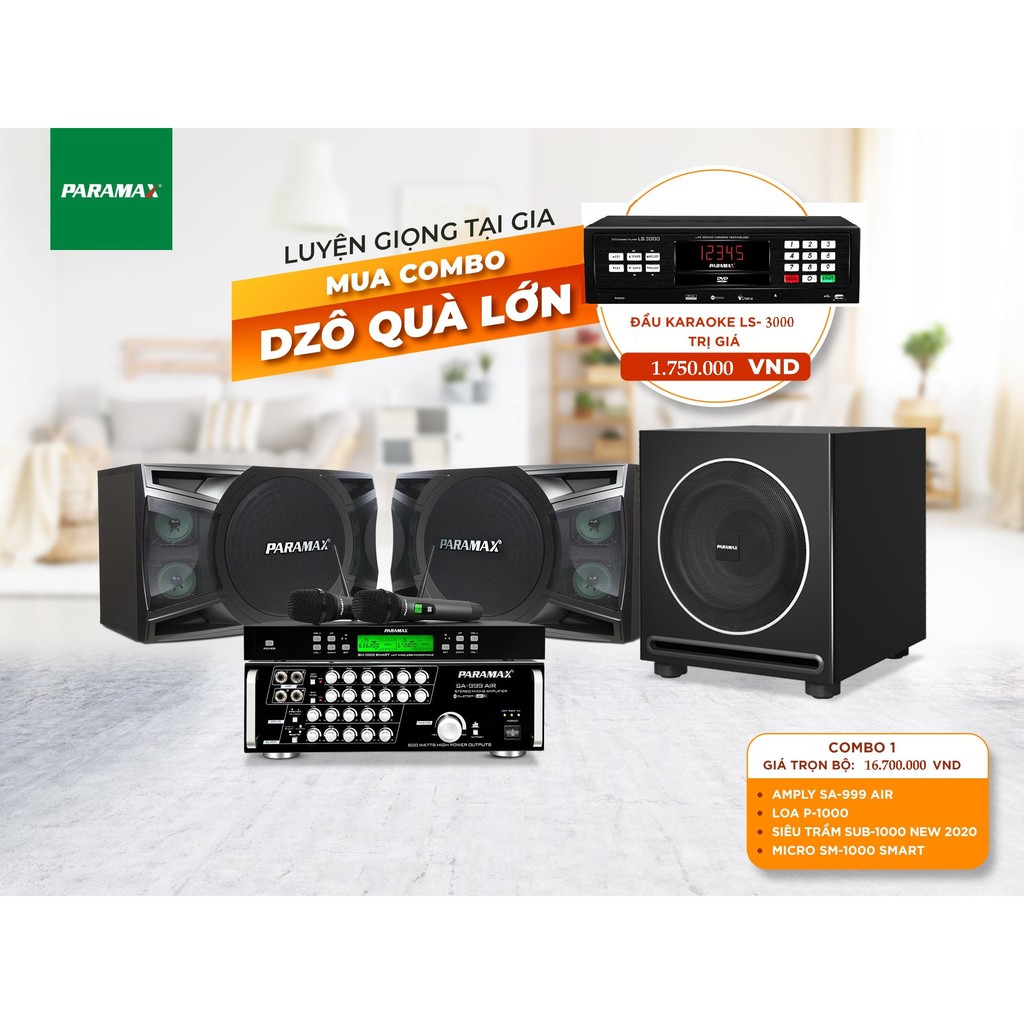 [Mã ELHACE giảm 4% đơn 300K] Bộ sản phẩm Paramax 1 + Đầu karaoke Paramax LS-3000