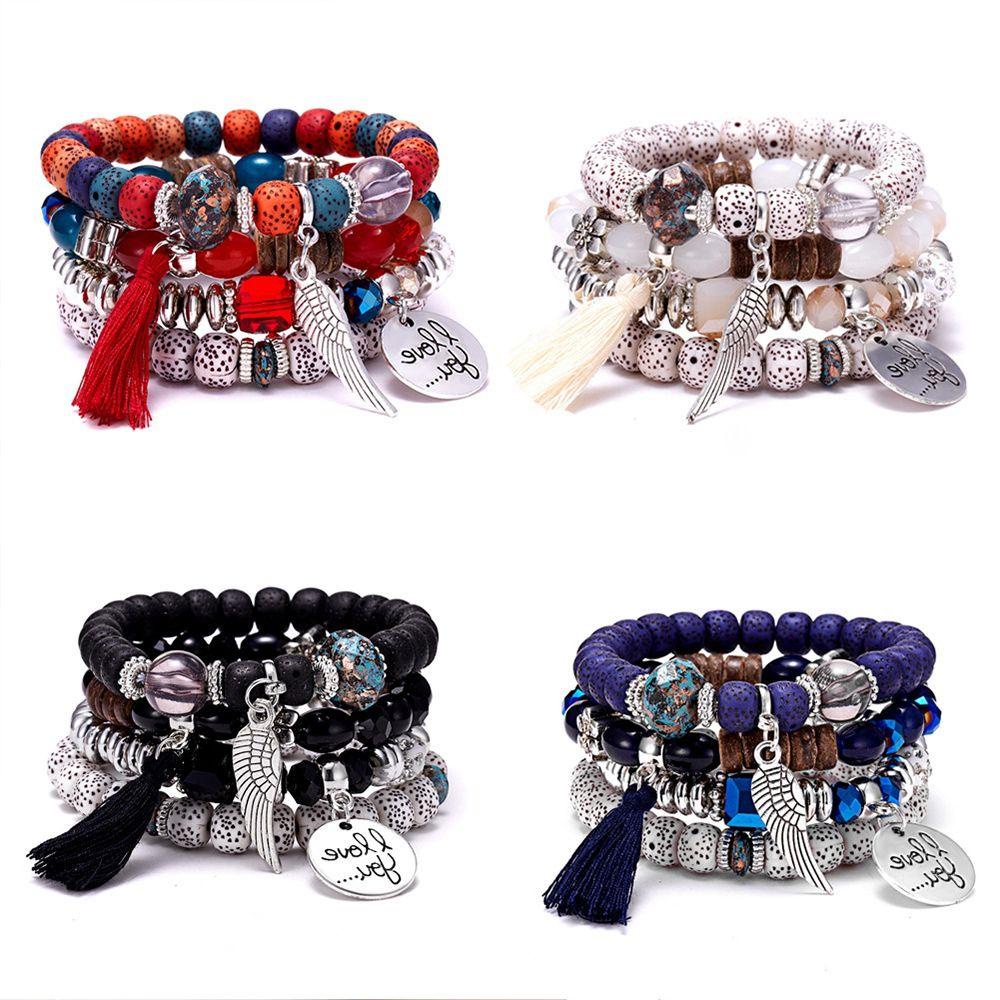 Vòng Tay Chuỗi Hạt Phong Cách Bohemian Thiết Kế Mới 1 Cái Cho Nữ