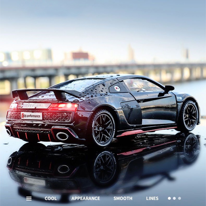 Mô Hình Xe Hơi Audi R8 V10 Plus Tỉ Lệ 1: 24 Bằng Hợp Kim Có Đèn Và Nhạc Cho Bé Trai