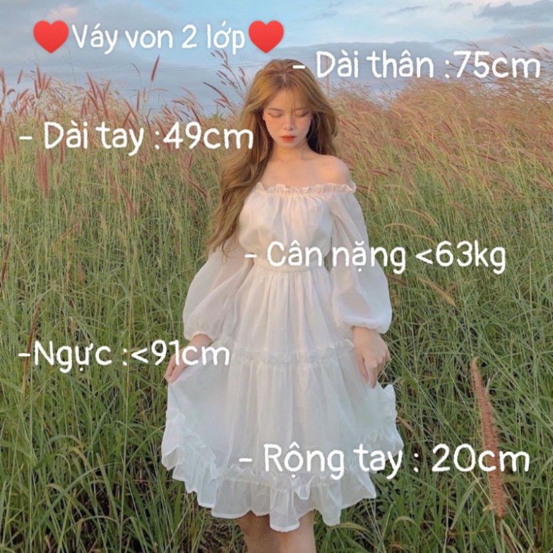 Váy Tiểu Thư Trễ Vai - Đầm Bánh Bèo Màu Trắng Carina