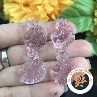 [100% Đá tự nhiên] Mặt Dây Chuyền Hồ Ly Chín Đuôi Lưu Ly Hồng May Mắn Tình Duyên