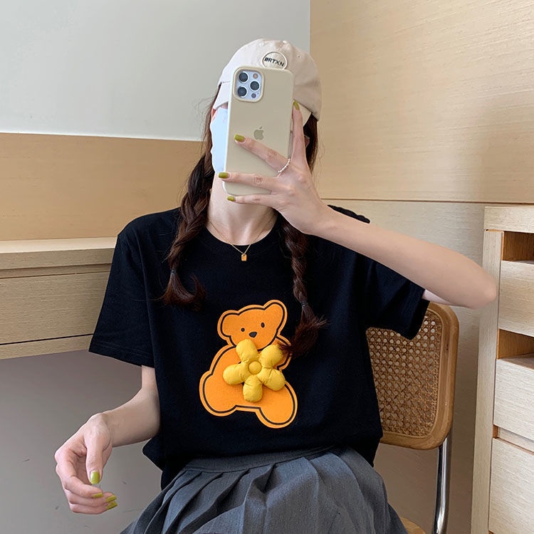 Áo Thun Tay Ngắn Dáng Rộng Họa Tiết Hoa Thời Trang Mùa Hè Cho Nữ