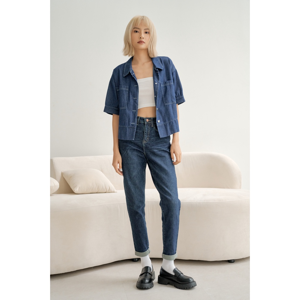 Quần boyfriend jeans trơn LEN clothing 8726-8727