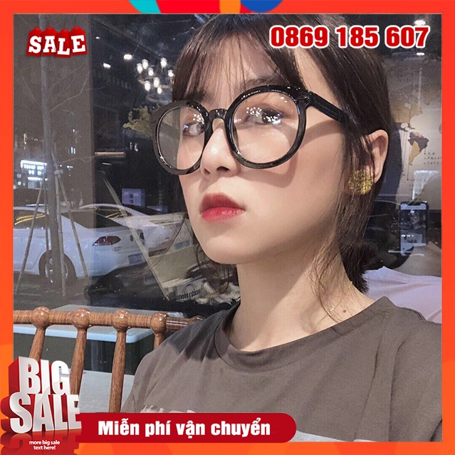 Mắt Kính Nữ Thời Trang Nam Nữ Giả Cận Gọng Tròn, Mắt Kính Không Độ Chống Tia UV Bảo Vệ Đôi Mắt