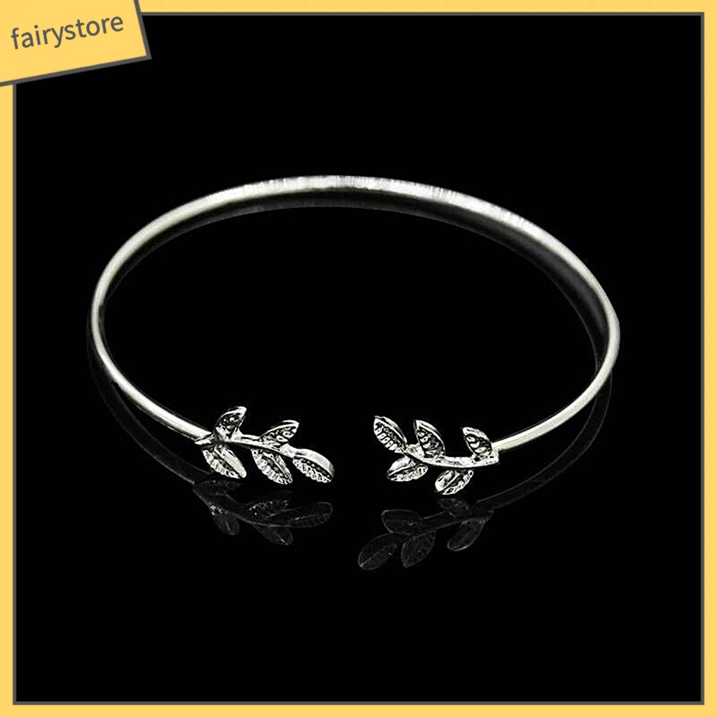 Vòng Tay Hở Hình Chiếc Lá Sáng Tạo Có Thể Điều Chỉnh Dành Cho Nữ