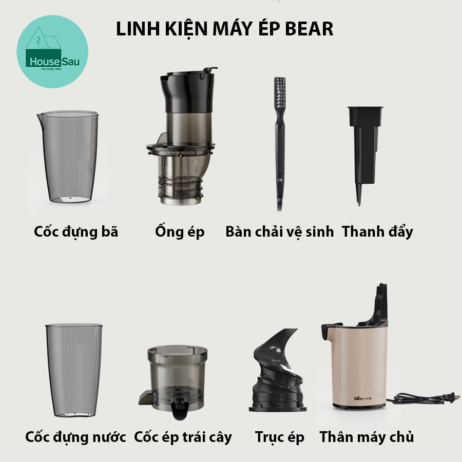 Máy ép hoa quả chậm, Máy ép trái cây cổ to BEAR YZJ-C02S5