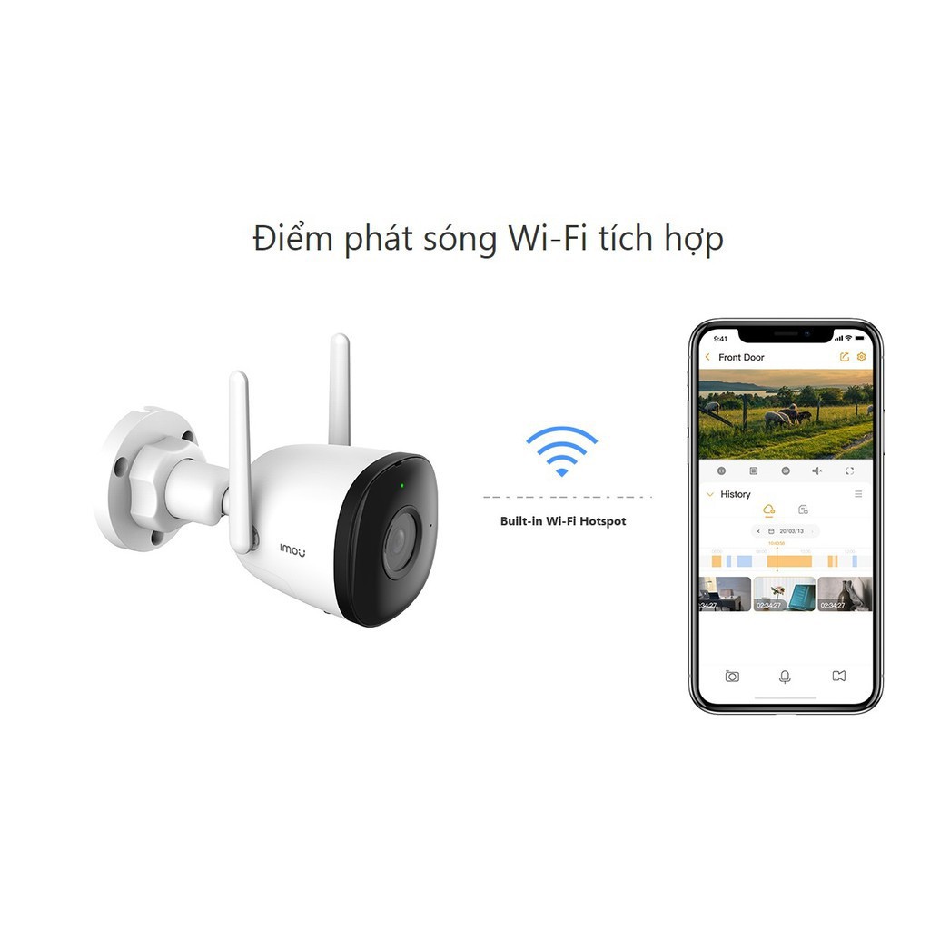 *Siêu rẻ 5-5* [NHÀ PHÂN PHỐI] DAHUA CAMERA IPC WIFI IMOU F22P - NGOÀI TRỜI FULL HD 1080P -Tự phát Wifi - Angten đôi