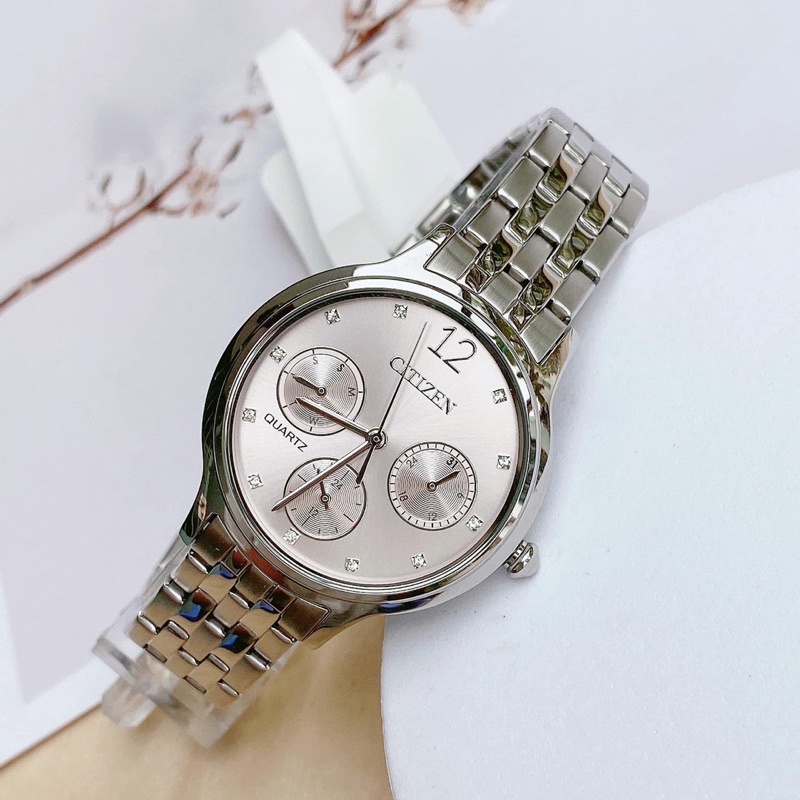 ĐỒNG HỒ NỮ CHÍNH HÃNG Citizen ED8180-52X Eco Drive Silver Stainless White Dial Diamonds