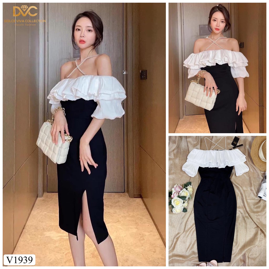 ĐẦM BODY TRỄ VAI TAY BÔNG XẺ TÀ V1939 ĐI CÙNG CHẤT LIỆU VẢI MANGO CAO CẤP SANG TRỌNG NỮ TÍNH