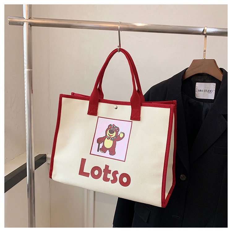 Túi Xách Canvas Cỡ Lớn Họa Tiết Chuột Mickey Dễ Thương