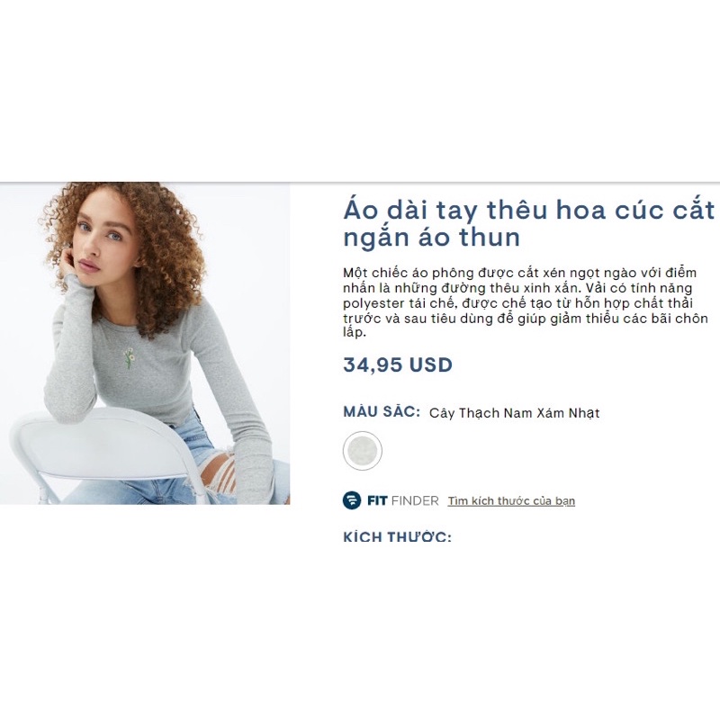 Áo Thun AE Croptop Thêu Hoa Nổi Nữ Xuất Xịn
