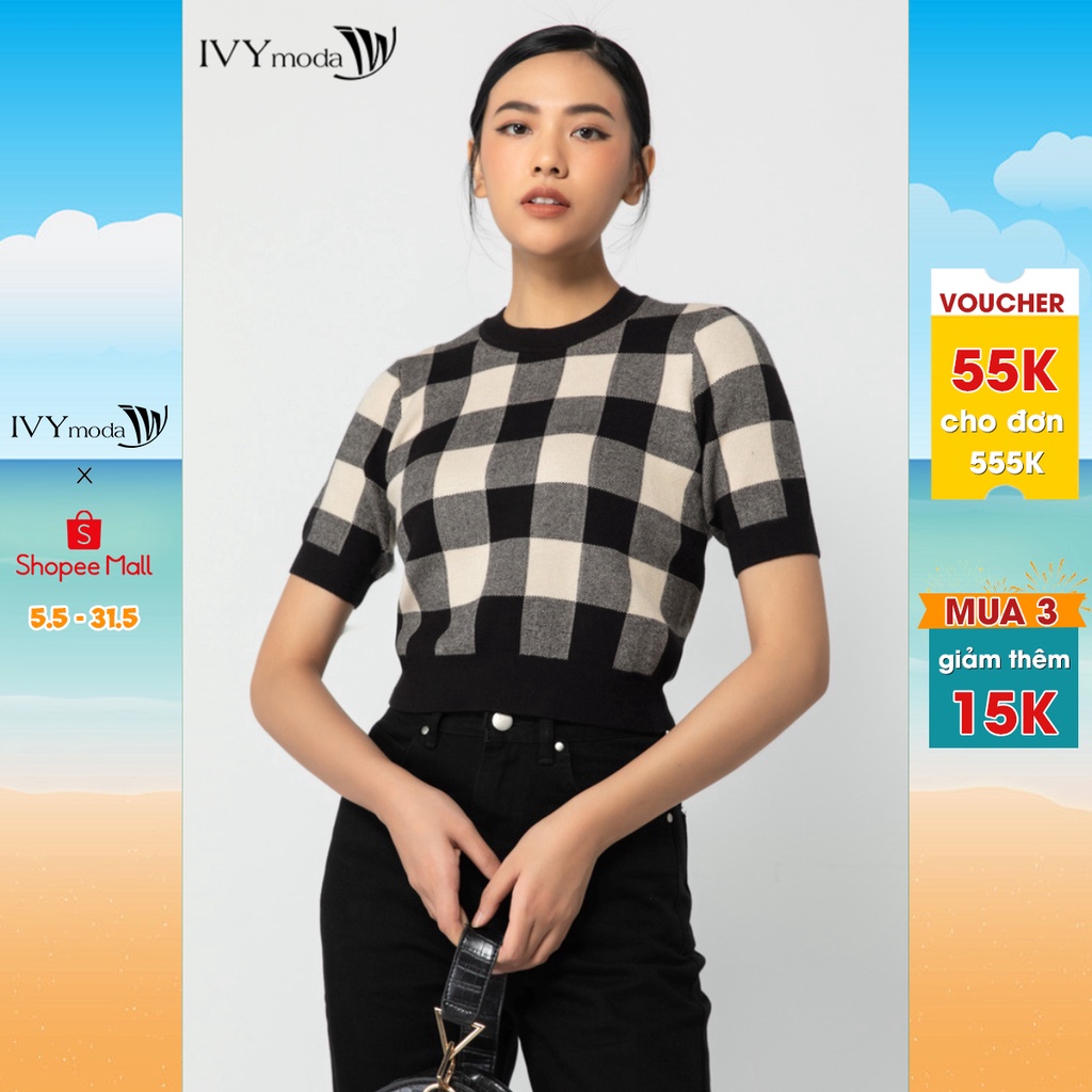 Áo len nữ kẻ bo gấu IVY moda MS 57B7960 | BigBuy360 - bigbuy360.vn