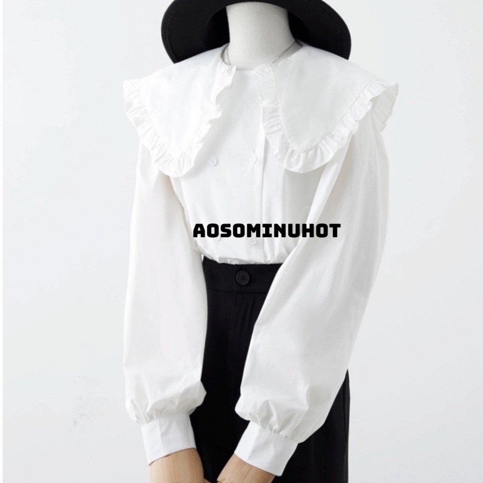 áo babydoll trắng tiểu thư cổ bèo ullzang hàng QC A 290 freeship50k