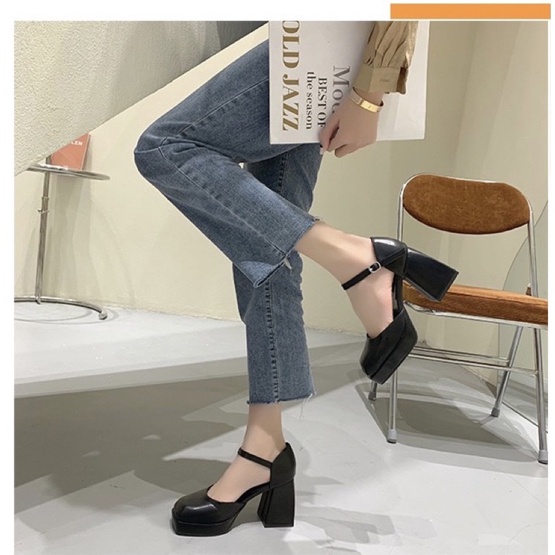 _ Giày cao gót nữ da mịn hở eo siêu xinh xắn