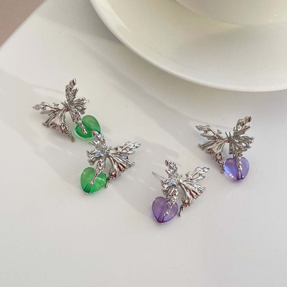 Bông tai hình bướm màu hồng phong cách Hàn Quốc thời trang cho nữ