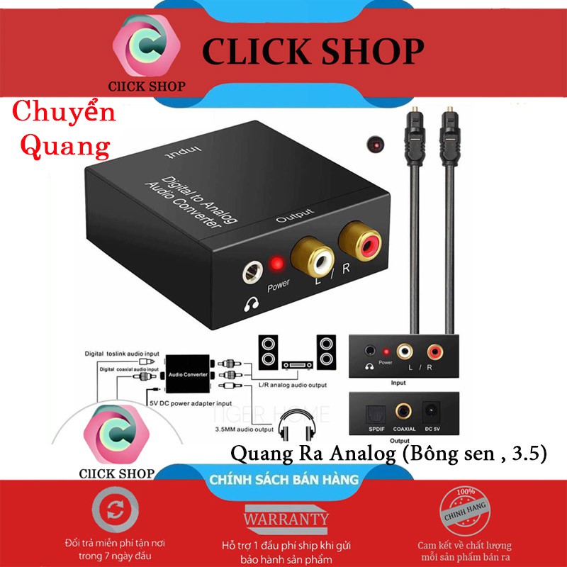 Bộ chuyển đổi Cổng quang Optical sang Audio AV - R/L, cổng 3.5 Hỗ Trợ Tv 4k 196kb và 96kb Model 2021
