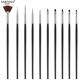Bộ 10 cọ vẽ móng FABIYAN gồm cọ chấm điểm cọ hình quạt cọ gel đắp móng UV
