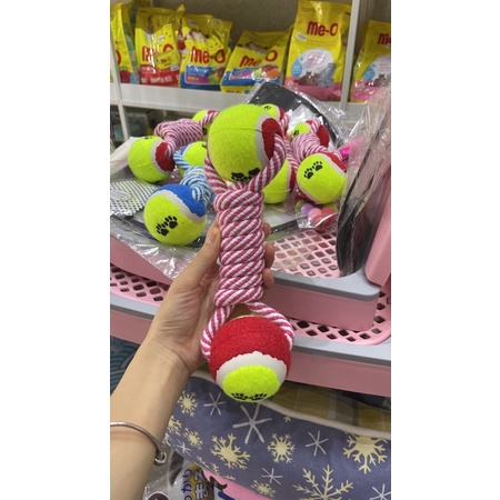 đồ chơi bóng tenis cuộn dây thừng cho chó