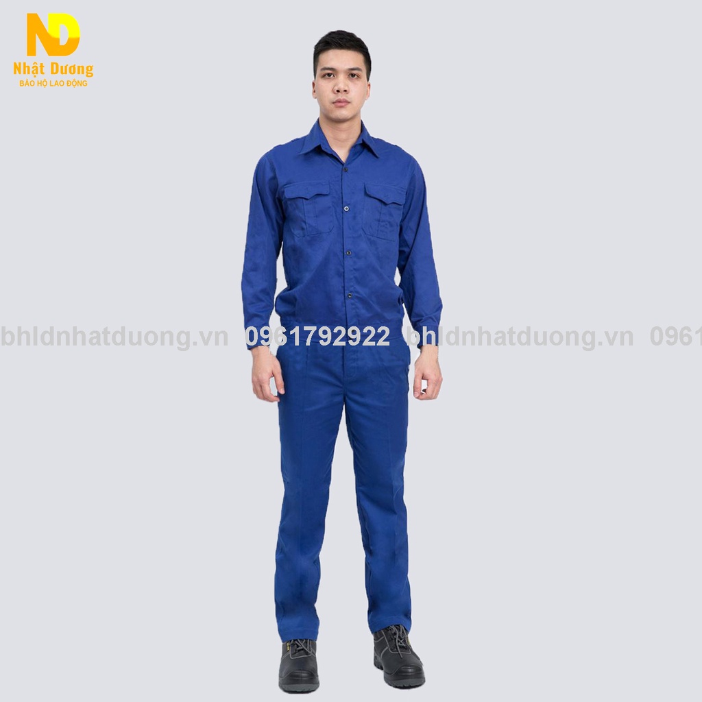Quần bảo hộ lao động nam vải kaki 2/1 màu xanh DN08