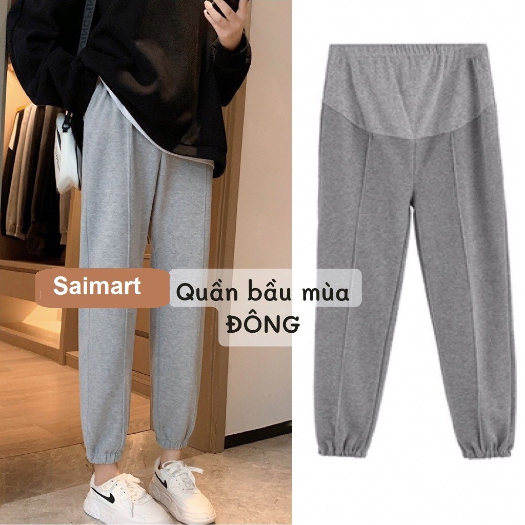 Quần Bầu, Quần Nỉ Bầu Trẻ Trung Ấm Áp, Hàng Dày Dặn Mềm Đẹp, Form Thoải Mái Đủ Size Cho Mẹ