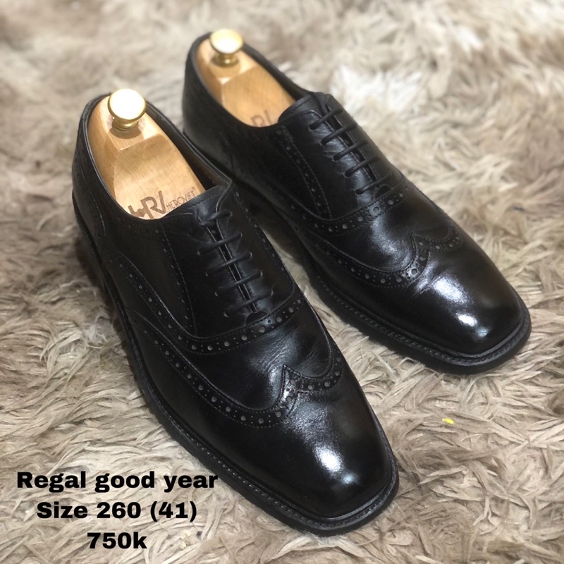 [Giày 2hand] [Size 41] [TonaShoe] Giày Tây Kiểu Dáng Wingtips Full Brouge Màu Đen