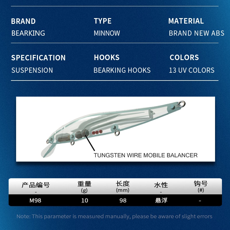 Mồi Giả Câu Cá Chuyên Nghiệp BEARKING 9.8cm 10g SP 2.1m