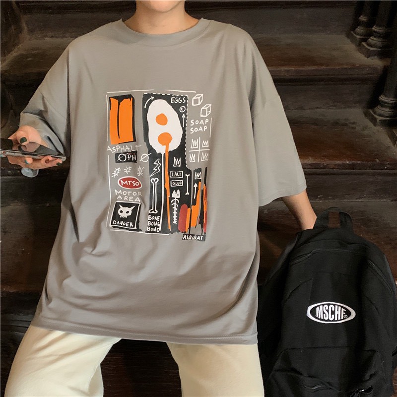 Áo Thun In Xương Cá 2 Màu Xám, Hồng - Áo thun tay lỡ form rộng Unisex 38-65kg Nam Nữ  [VIDEO+ẢNH THẬT]