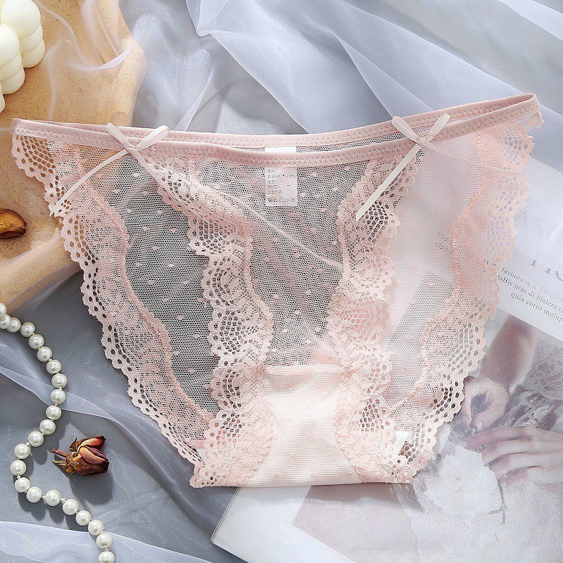 Quần Lót Nữ - Quần Lót Ren Sexy đính nơ nhỏ 2 bên viền sóng quyến rũ tôn dáng mẫu A44