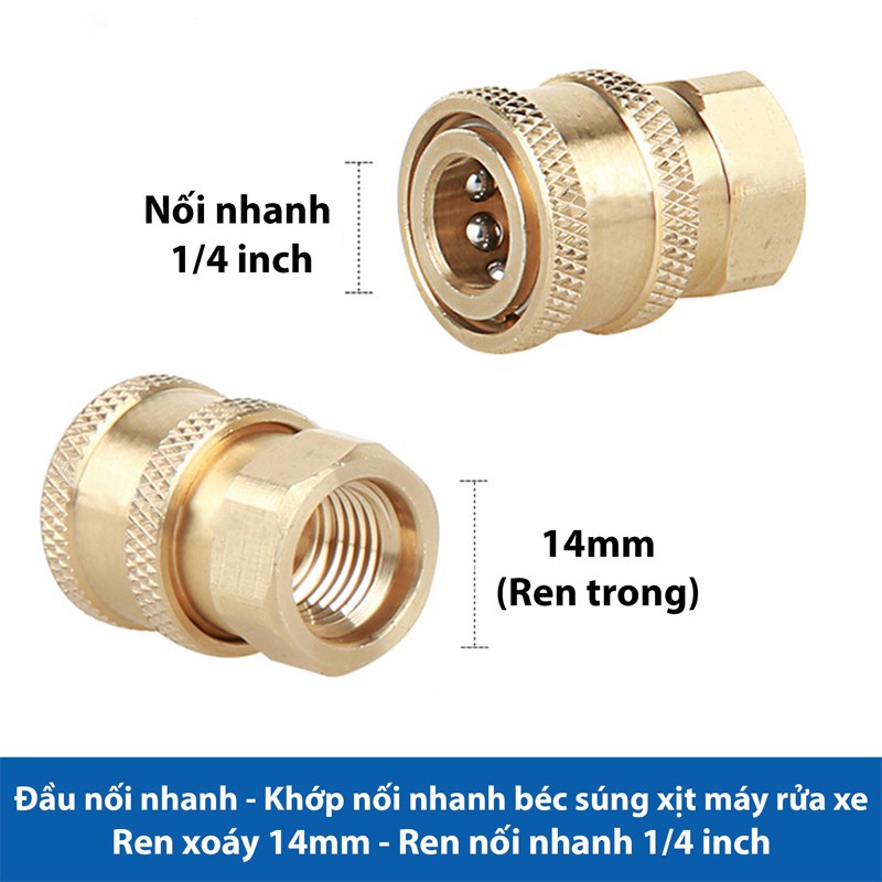 Khớp nối nhanh béc súng xịt rửa của máy rửa xe áp lực cao, đầu cái nối nhanh ¼, ren nối súng 14-C0004-22