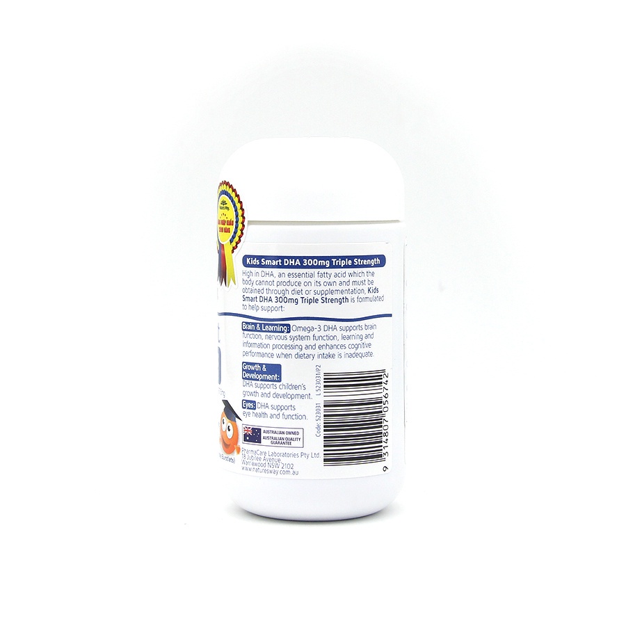 Viên Nhai Nature's Way Kids Smart DHA 300mg Triple Strength Tăng Cường Sự Phát Triển Của Trẻ 50 Viên - Date mới