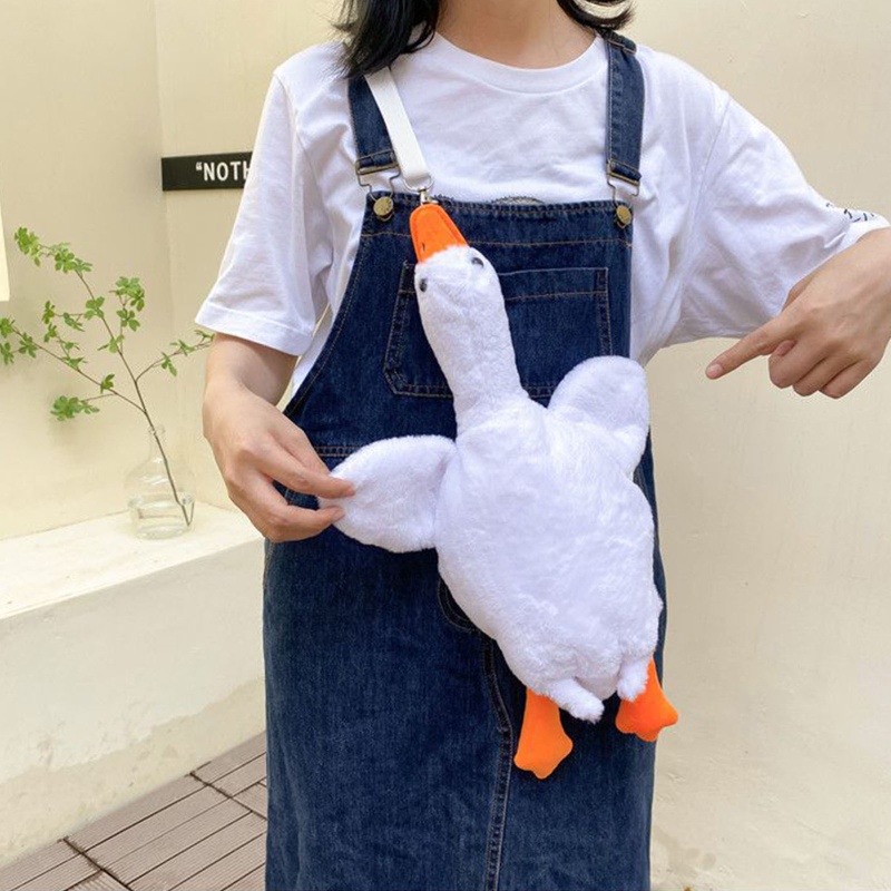 Túi Đeo Chéo Lông Ngỗng Lớn Màu Trắng Bất Ngờ Sáng Tạo Cho Bé