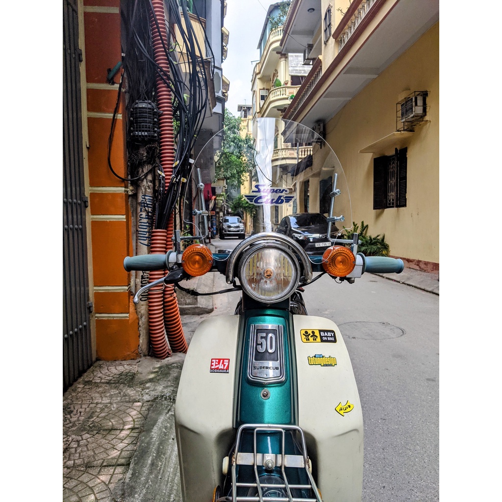 #8 Kính chắn gió xe cub đèn tròn Asahi