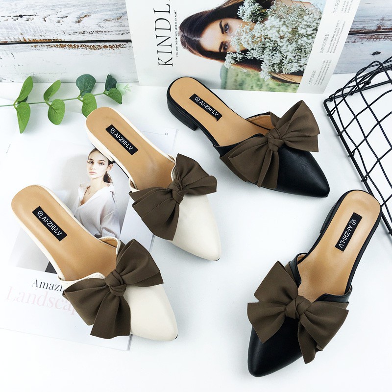 Giày Nữ Sục Mũi Nhọn Thắt Nơ Siêu Xinh A86