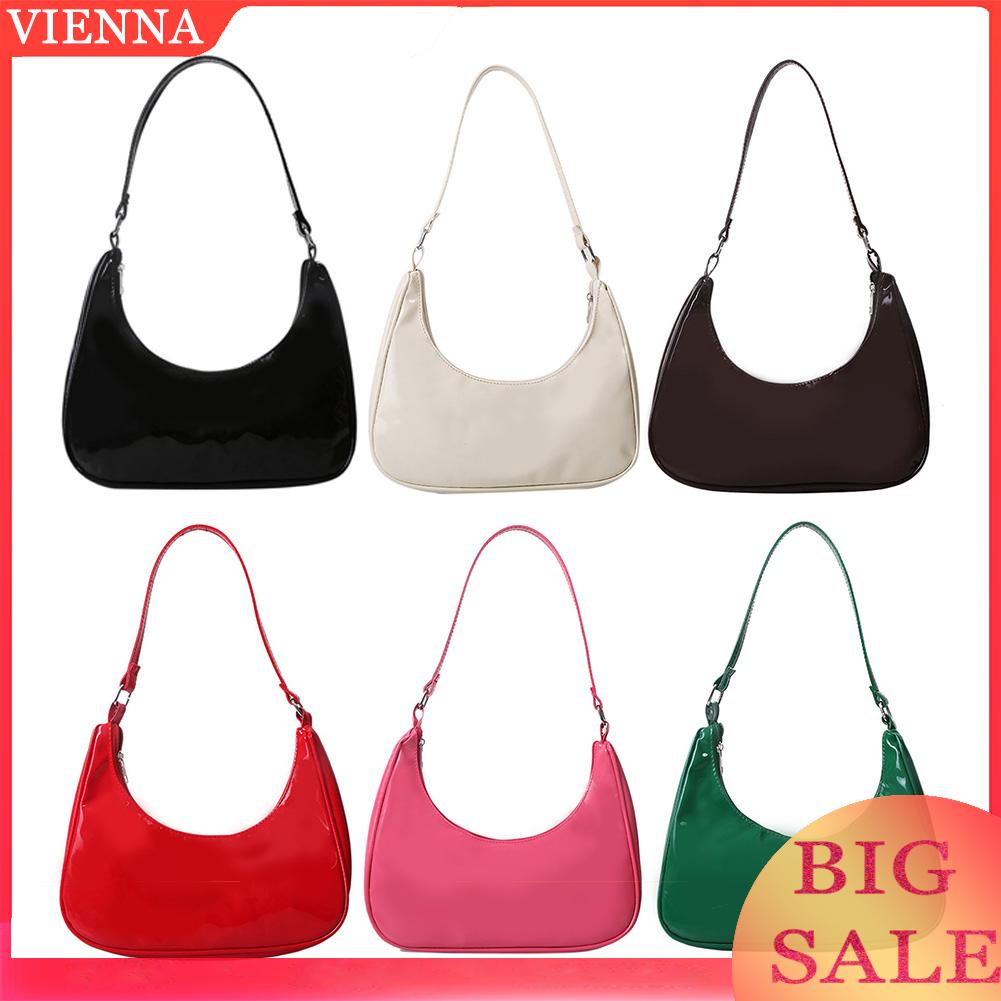 Túi xách da bóng màu trơn thiết kế đơn giản cho phái nữ