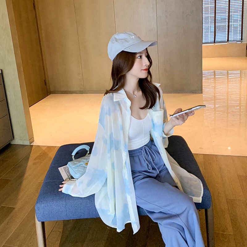 Áo Khoác Cardigan Chiffon Mỏng Tay Dài Dáng Rộng Nhiều Màu Sắc Phong Cách Hàn Quốc Thời Trang Mùa Hè Dành Cho Nữ