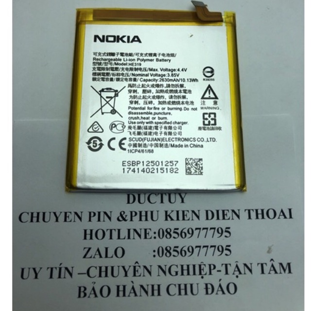 Pin xịn zin mới 100% cho Nokia 3 HE319 bảo hành 3 tháng HE 319