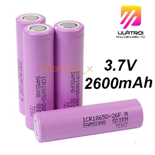 Pin Samsung 26F dung lượng 2600mAh, mã ICR18650 - 26F xả 3A, dùng cho pin laptop, sạc dự phòng