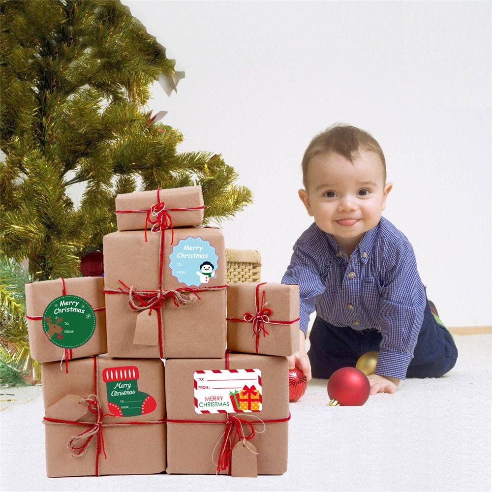 Set 5 Tờ Nhãn Dán Trang Trí Hộp Quà Giáng Sinh
