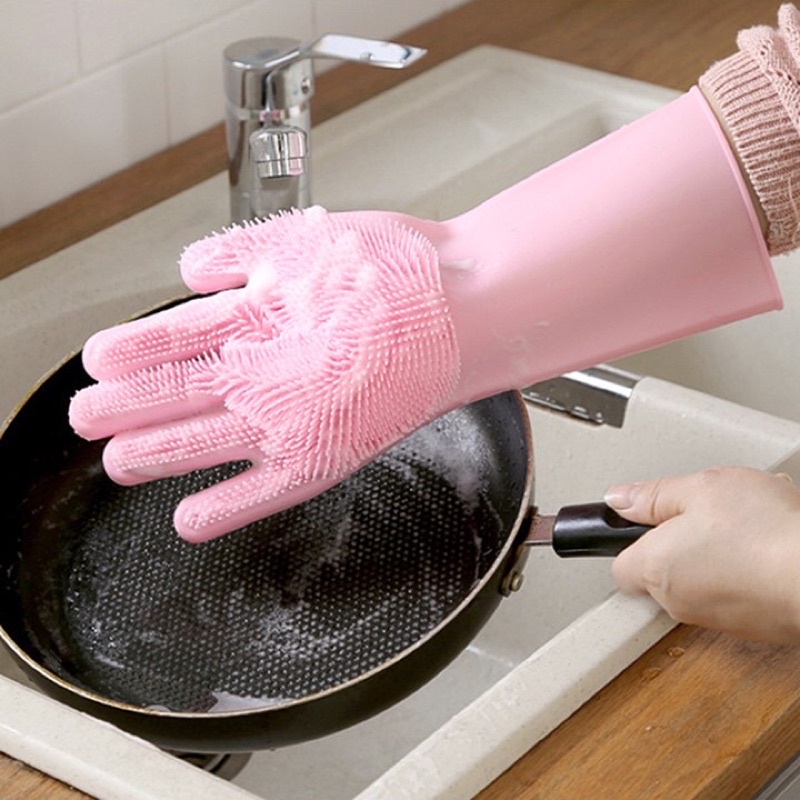 Gang tay cao su rửa chén silicon siêu dai đa năng, Gang tay rửa bát gai lòng bàn tay 2.1