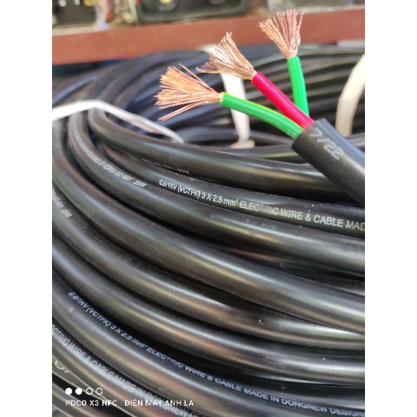 Dây điện 3 lõi tròn đen 3x2,5 & 3x1,5 & 2x2,5 & 2x1,5 & 2x1,0 & 2x0,75 CU/PVC//PVC 300/500V Dongnew