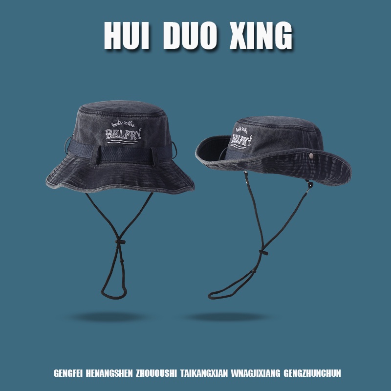Nón Tai Bèo Denim Vành Rộng In Chữ Kiểu Retro Nhật Bản Thời Trang Mùa Hè Cho Nam Và Nữ