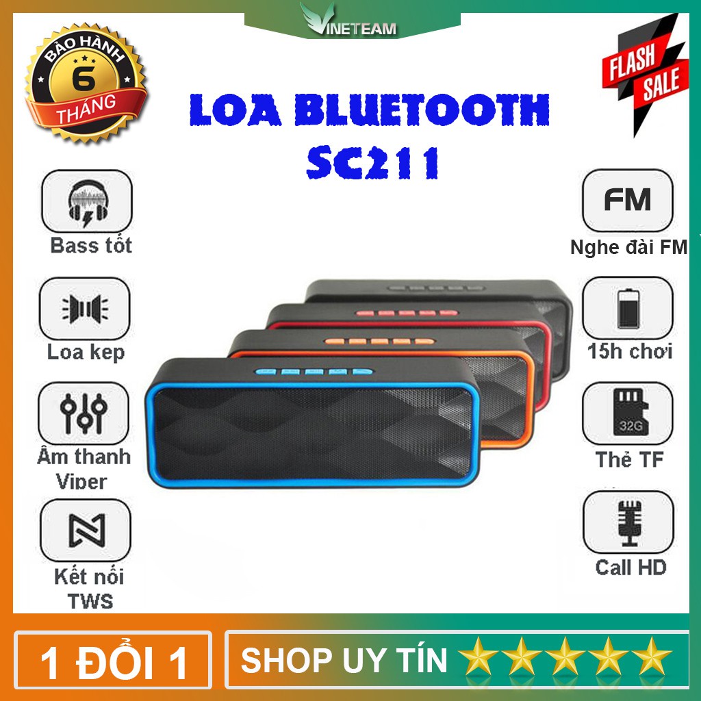 [FREESHIP] Loa Bluetooth Siêu Trầm, Tích Hợp Loa Kép Cho ÂM Thanh Sống Động, Sắc Nét SC211 -dc3202