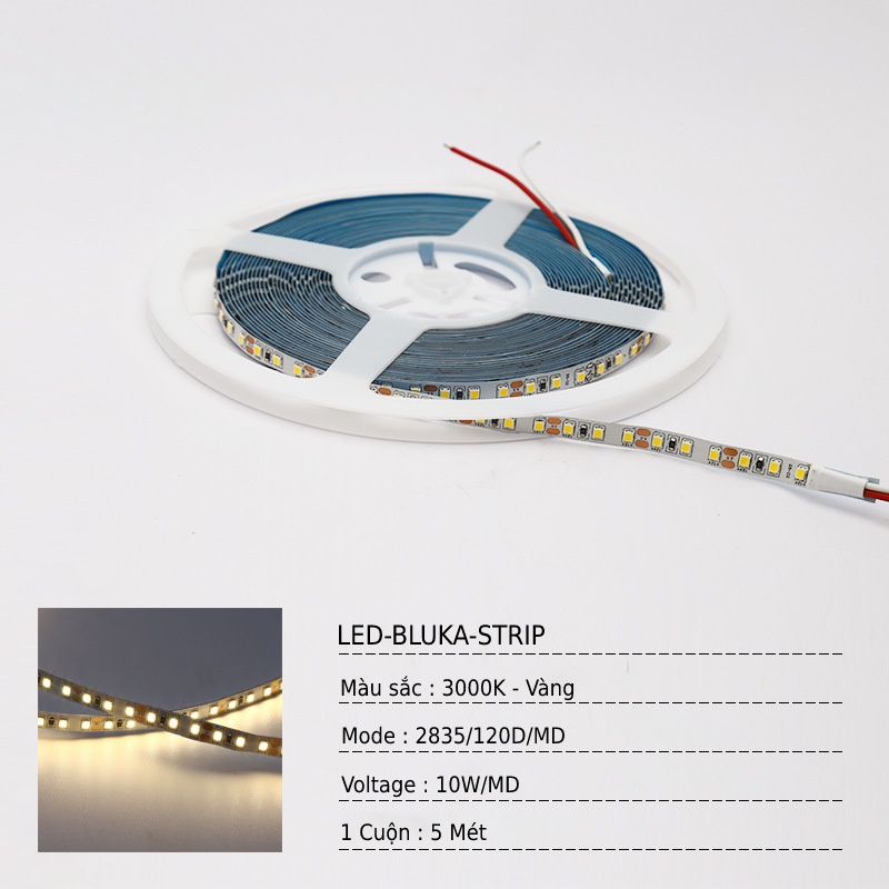 Đèn Led Dây Dán 12V Thanh Nhôm, Máng Nhôm Định Hình Trắng Trang Trí Siêu Sáng Không Chớp, Cuộn 5M BLUKA