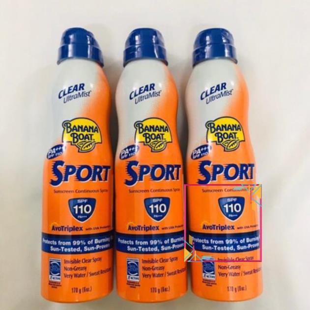 Bình xịt chống nắng Banana Boat Sport thể thao SPF110 170g