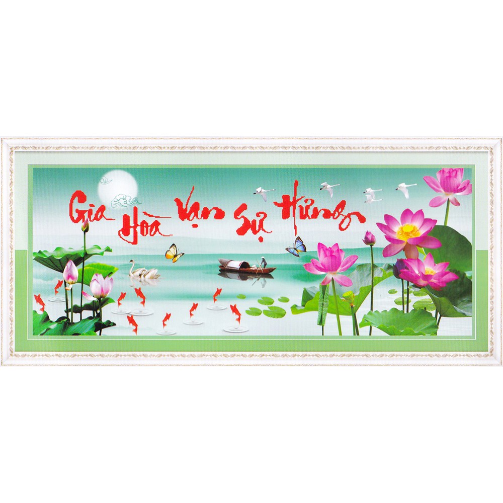 Tranh Thêu Chữ Thập 3D Gia Hòa Vạn Sự Hưng 222845 (KHÁCH TỰ THÊU) KT:110X48CM