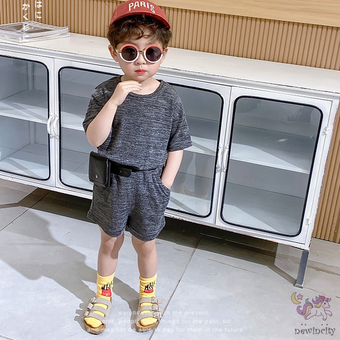 Set Áo Thun Tay Ngắn &amp; Quần Short Cho Bé Trai &amp; Gái