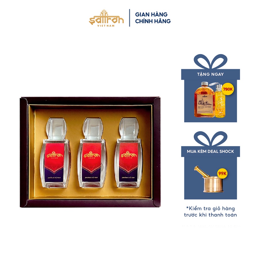 Set quà 3 hũ Nhụy hoa nghệ tây cao cấp Saffron SALAM 3Gr (1gr/hũ)